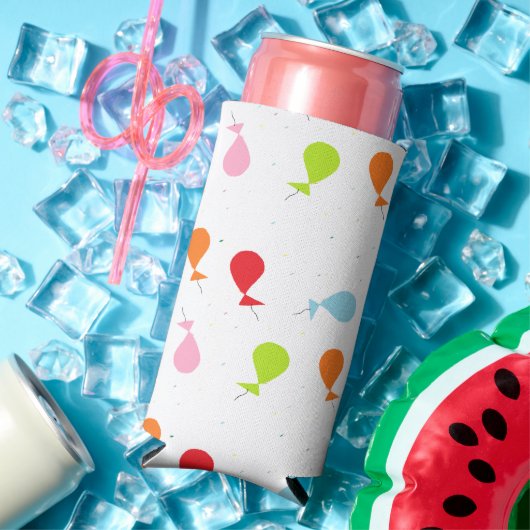 白いカラフル風船 スリム缶クーラー (インサイチュ 夏)