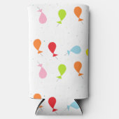 白いカラフル風船 スリム缶クーラー (正面)