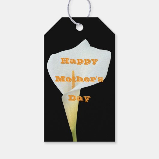 白いカラユリの花の裏庭の庭の写真 ギフトタグ (正面)