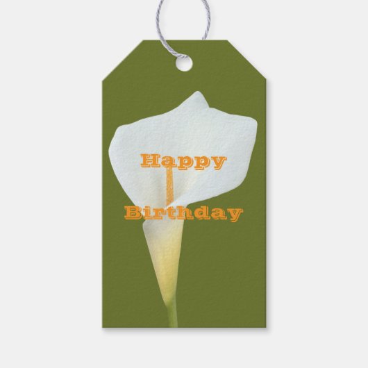 白いカラユリの花の裏庭の庭の写真 ギフトタグ (正面)