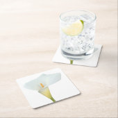 白いカラユリの花の裏庭の庭の写真 スクエアペーパーコースター (インサイチュ)