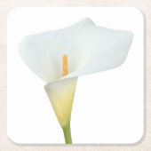 白いカラユリの花の裏庭の庭の写真 スクエアペーパーコースター (正面)