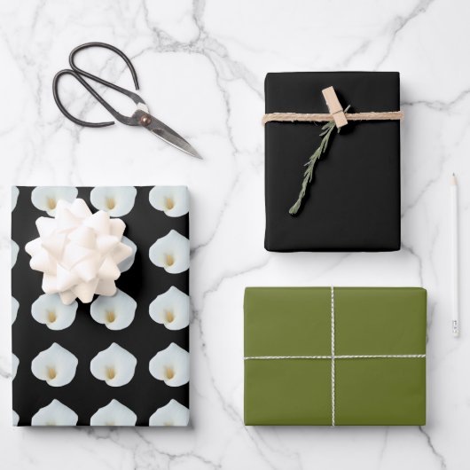 白いカラユリの花の裏庭の庭の写真 ラッピングペーパーシート (正面)