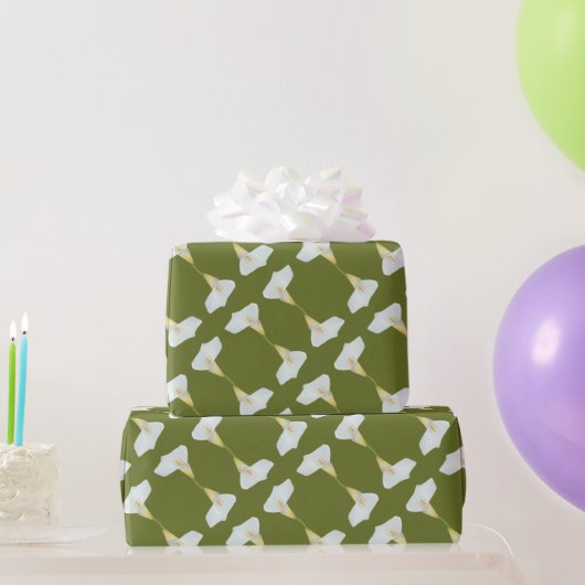 白いカラユリの花の裏庭の庭の写真 ラッピングペーパー (パーティーギフト)