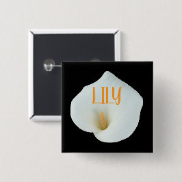 白いカラユリの花の裏庭の庭の写真 缶バッジ