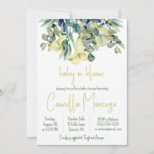 白いカラユリ花のベビーで開花赤ちゃんシャワー 招待状 (正面)