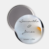 白いカラリパーソナライズされた結婚ス マグネット (正面/裏面)