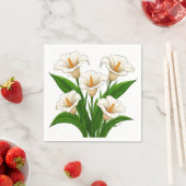 白いカラーの花束と緑の葉 スタンダードカクテルナプキン (インサイチュ)