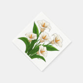 白いカラーの花束と緑の葉 スタンダードカクテルナプキン (角)
