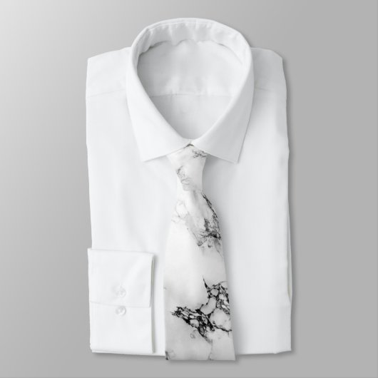 白いカラーラの大理石のプリントのタイ ネクタイ (タイ)