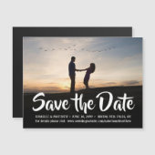 白いカリグラフィーの1枚の写真の結婚式 セーブ・ザ・デート マグネット招待状 (正面/裏面)