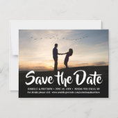 白いカリグラフィーの1枚の写真の結婚式 セーブ・ザ・デート マグネット招待状 (正面)