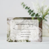 白いカーネーション及びベビーの呼吸RSVP 出欠カード (スタンド正面)