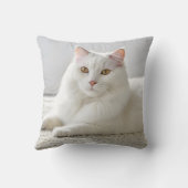 白いカーペットの上でポーズをとる白い猫 クッション (裏面)