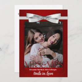 白いガウンで赤い結婚二枚 招待状