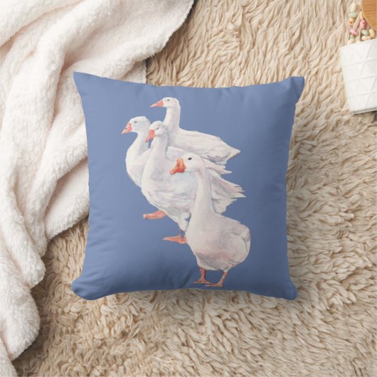 白いガチョウの元の芸術の枕 クッション (ブランケット)