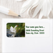 白いガチョウの羽ばたき差出人住所ラベル ラベル (インサイチュ)