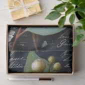 白いガムナッツと青い緑の花のデコページ 薄葉紙 (ギフト)