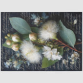 白いガムナッツと青い緑の花のデコページ 薄葉紙 (正面)