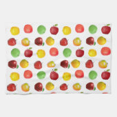 白いキッカラフルチンタオルに乗ったナチュラルリンゴ キッチンタオル (横)