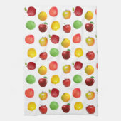 白いキッカラフルチンタオルに乗ったナチュラルリンゴ キッチンタオル (縦)