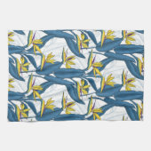 白いキッチンタオルの上の楽園の花の鳥 キッチンタオル (横)