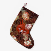 白いキツネと葉葉の間の赤 スモールクリスマスストッキング (正面 (吊り時))