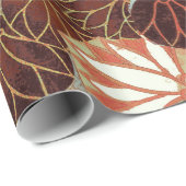 白いキツネと離れ葉の間の赤い ラッピングペーパー (ロールコーナー)