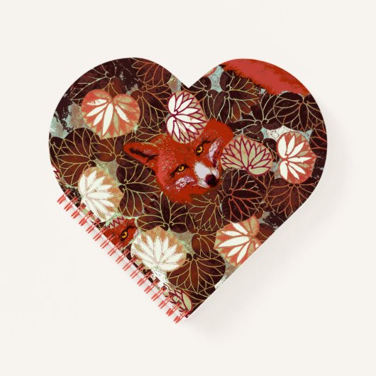 白いキツネの間の赤い葉、葉 ノートブック (正面)