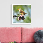 白いキャップ付き雀 キャンバスプリント (インサイチュ (リビング))