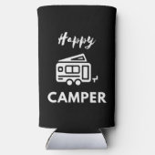 白いキャンパー（青い背景） スリム缶クーラー (裏面)