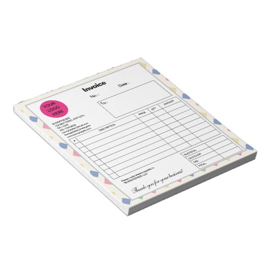 白いキューブカラフル会社のビジネス店舗請求書 ノートパッド (アングル)