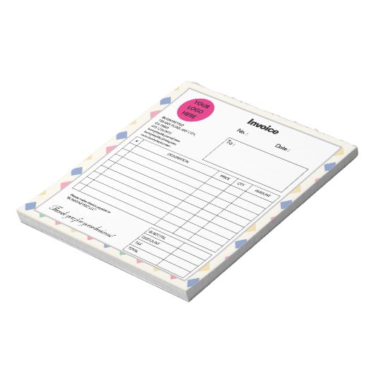 白いキューブカラフル会社のビジネス店舗請求書 ノートパッド (回転)