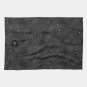 白いキラキラ模様のラグジュアリーな黒の背景 キッチンタオル (横)