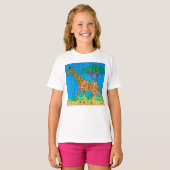 白いキリン - 女の子のシンプルTシャツ Tシャツ (正面フル)