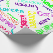 白いギフト用包装紙ネオン色の名前のコラージュ ラッピングペーパー (コーナー)