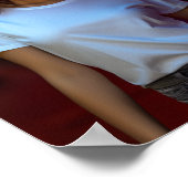 白いギラン空白のドTシャツを着た女性モデル ポスター (角)