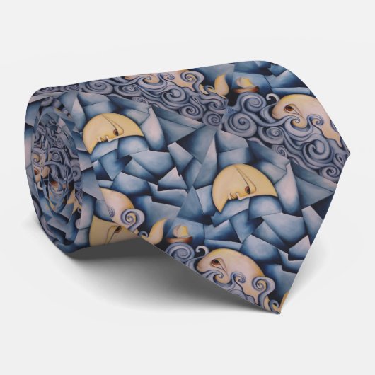 白いクジラおよび月の芸術のタイ ネクタイ (ロール)