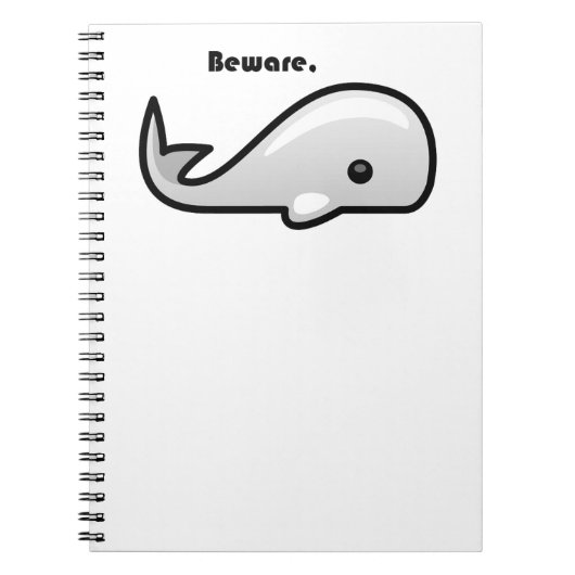 白いクジラの漫画に注意 ノートブック (正面)