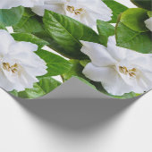 白いクチナシの花と緑 ラッピングペーパー (角)