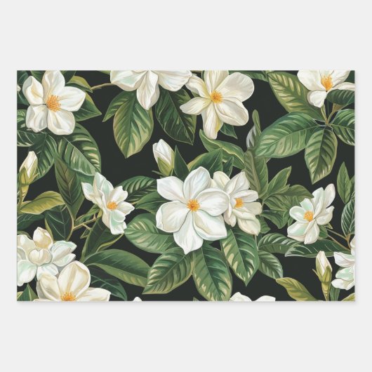 白いクチナシの花 ラッピングペーパーシート (正面)