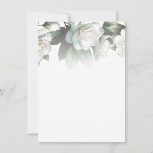 白いクチナシエレガントアの花結婚フローラ 招待状 (裏面)