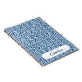 白いクラシックかぎ編みレース模様の青 ノートブック (右側)