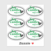 白いクラシックしょうゆろうそくの緑と灰色のハート シール (シート)