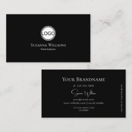 白いクラシック丸とロゴの付いた無地の黒 名刺
