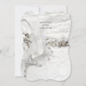 白いクリスタルダイヤモンドのウェディングドレス 結婚式 招待状 (裏面)