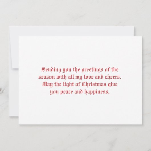 白いクリスマスに教会に向かうヴィンテージ シーズンカード (裏面)