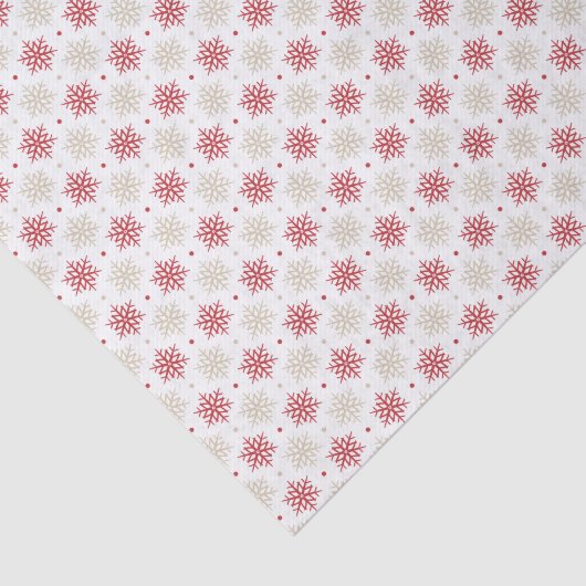 白いクリスマスに赤い金ゴールドのスノーフレーク・パターン 薄葉紙 (詳細)