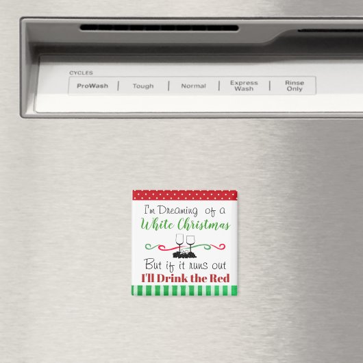 白いクリスマスに飲むユーモアの夢を見る マグネット (インサイチュ (食洗機))