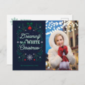 白いクリスマスのはがきを夢見るテンプレート シーズンポストカード (正面/裏面)